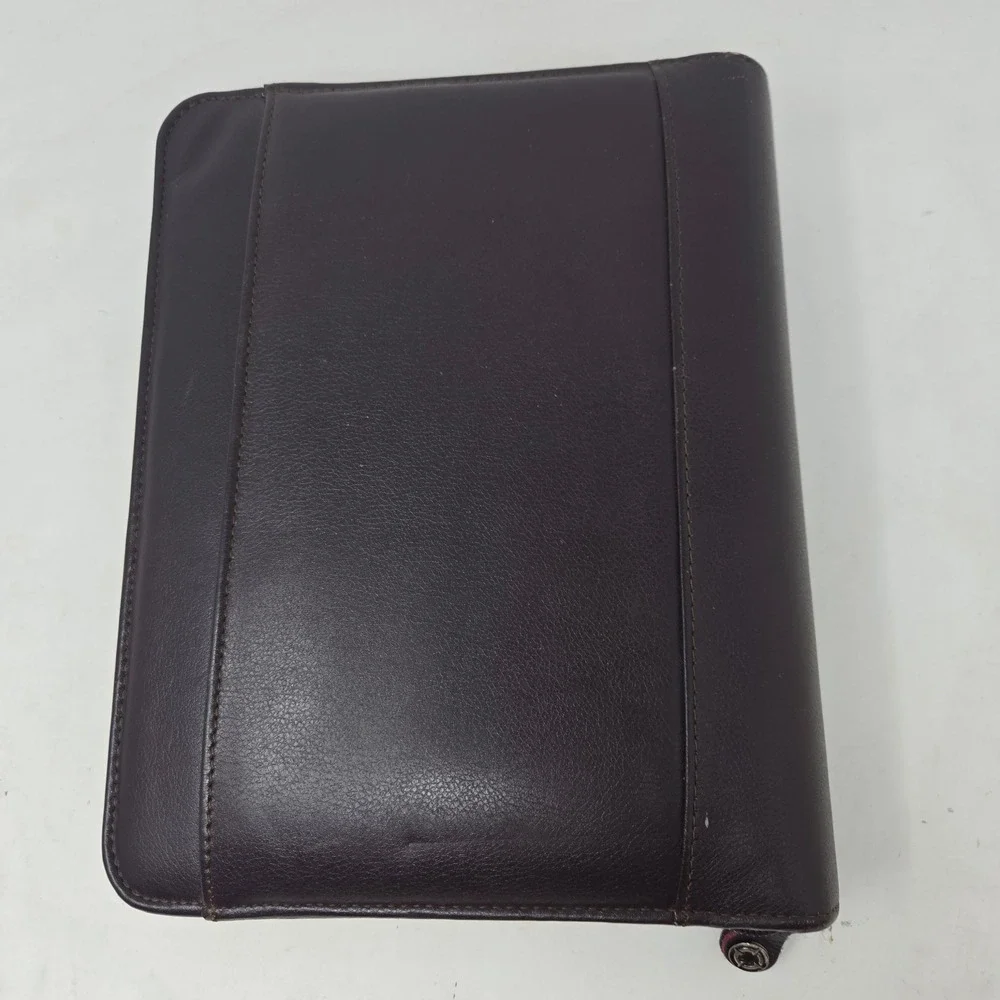 Franklin Covey 7 Ring Zippered Leather Planner Binder Ox Blood Top Grain Cowhide